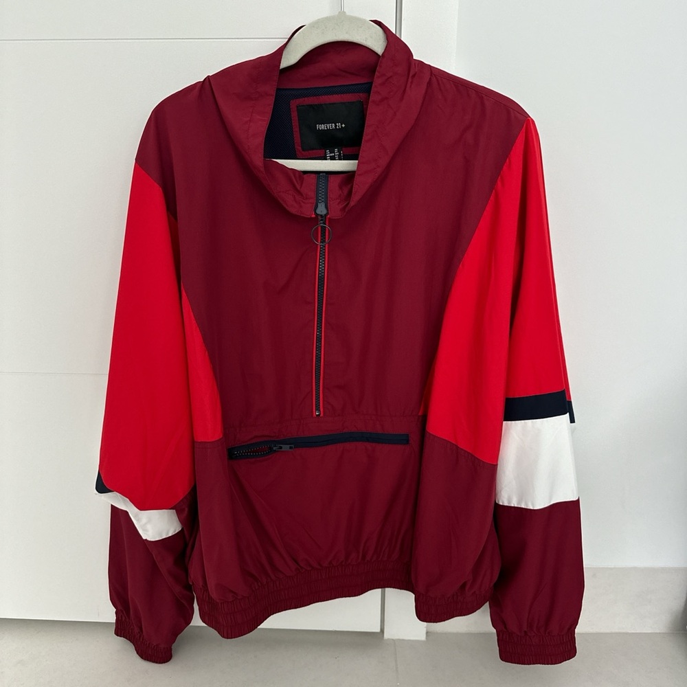Forever 21: Burgundy & Red Windbreaker/Jacket, Size 3X